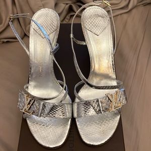 Louis Vuitton silver Vendome sandals size 39